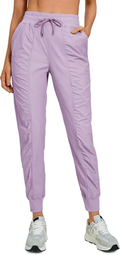 CRZ YOGA Pantalones deportivos ligeros de entrenamiento para mujer, pantalones casuales de cintura alta para correr al aire libre con bolsillos
