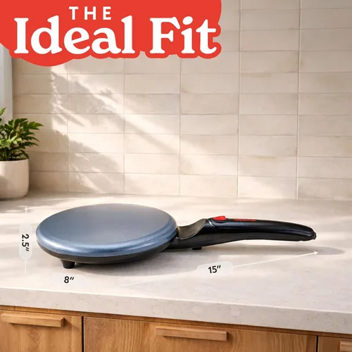 Miniatura 9 de Gourmia Máquina de crepas de 8 pulgadas – Plancha eléctrica de cerámica antiadherente para crepes, tortillas y tortillas francesas, inmersión