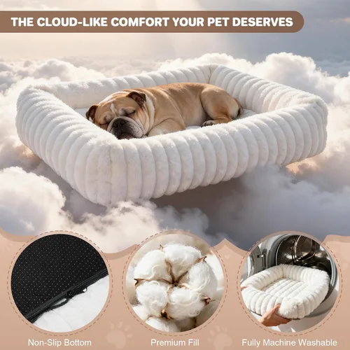Miniatura 3 de Cama para perros pequeños y medianos, camas lavables autocalentables para perros y gatos para gatos de interior, cama mullida de piel de conejo