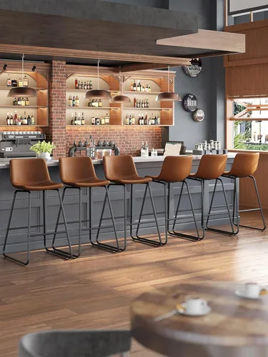 Miniatura 51 de Bar Stools Set of 2, 26 Inches Counter Height Bar Stools with Back, Modern Faux Leather Barstools with Metal Legs and Footrest, Bar Chairs for