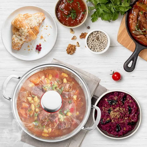 Miniatura 2 de Herogo Olla de acero inoxidable 18/10 de 12 cuartos de galón con tapa, olla grande y resistente compatible con cocinas eléctricas, de gas