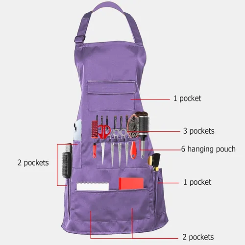 Miniatura 4 de boshiho Delantal de pintura para adultos, hebilla ajustable, delantal de barbero con bolsillos para mujeres/hombres/unisex, delantal de trabajo