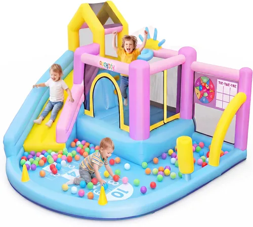 AKEYDIY Casa de Rebote Inflable, Castillo Hinchable para Niños de 2~10, 8.9 pies de largo x 5.9 pies de ancho x 6.9 pies de alto, Casa Hinchable