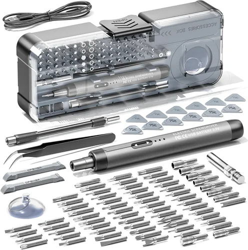 Miniatura 9 de ANVANNA Juego de mini destornilladores eléctricos 120 en 1: UnaMela - Pequeño destornillador eléctrico inalámbrico - 120 puntas de precisión, luz