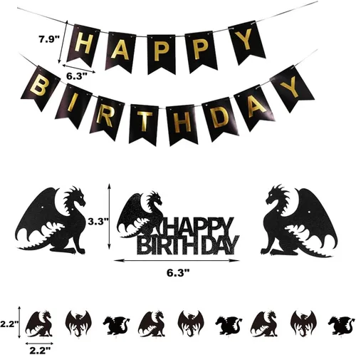 Miniatura 2 de Decoraciones de fiesta de cumpleaños de dragón, temática de mazmorras y dragones, suministros de fiesta de fantasía, incluyendo decoración y adornos