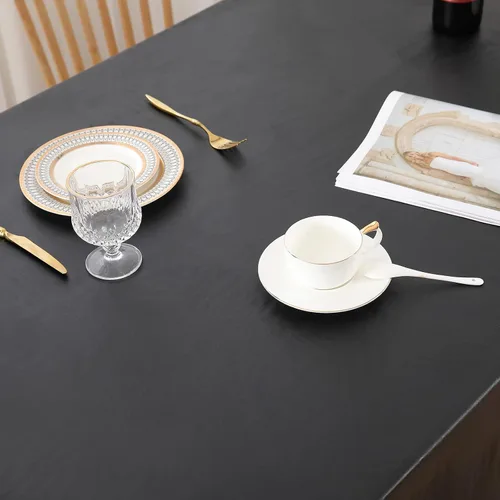 Miniatura 7 de misaya Mantel rectangular de vinilo impermeable, mantel con parte trasera de franela, mantel de plástico lavable para cena, cocina, al aire libre