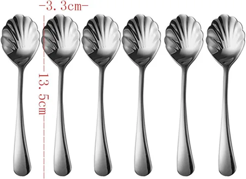 Miniatura 2 de 6 mini cucharas de café de acero inoxidable 304, cucharas de café con forma de concha para azúcar, postre, pastel, helado, sopa antipasto capuchino