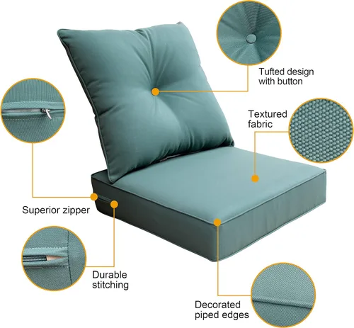 Miniatura 3 de Cojín para silla de asiento profundo para interiores y exteriores, resistente a la decoloración, cojines de asiento de espuma de repuesto de 24