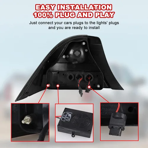 Miniatura 4 de ROXX Conjunto de luces traseras LED para Honda Civic 2001-2003 Coupe de 2 puertas, negro + humo, señales de giro/luces de freno LED y DRL, IP67