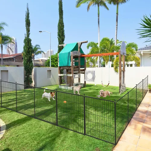 Miniatura 9 de Corralito para perros de 40 pulgadas, 32 paneles, para interiores y exteriores, para perros grandes, medianos y pequeños, valla de metal resistente