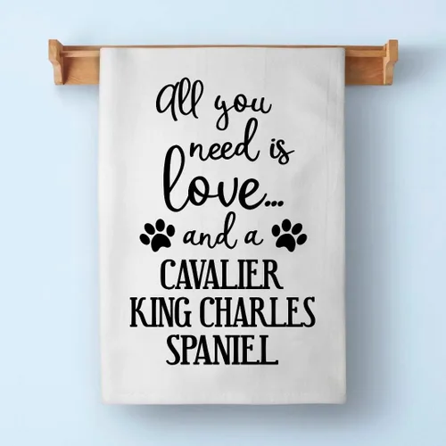 Miniatura 7 de Honey Dew Gifts Toallas divertidas, All You Need is Love and a Cavalier King Charles Spaniel, toalla de cocina para amantes de los perros, toalla