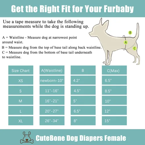 Miniatura 6 de CuteBone Pañales para perras con faldas, paquete de 3 vestidos reutilizables para cachorros, pantalones para el período de ciclo de calor QBD12S
