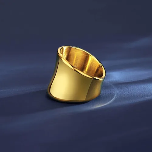 Miniatura 5 de Anillos chapados en oro de 14 quilates, anillos modernos de oro de banda ancha, anillos gruesos para mujeres y hombres