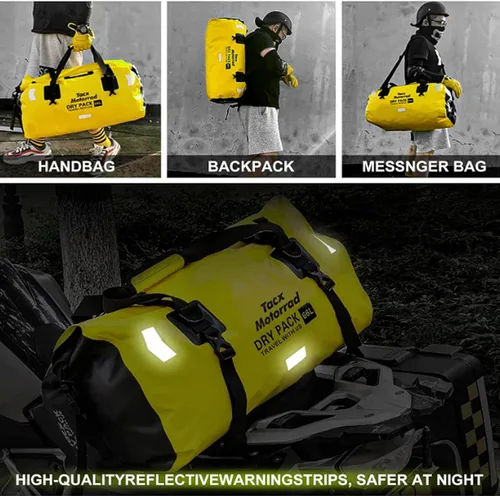 Miniatura 2 de Bolsa de lona impermeable para hombres y mujeres, mochila seca enrollable con correas de fijación rápida, bolsa de sillín de motocicleta
