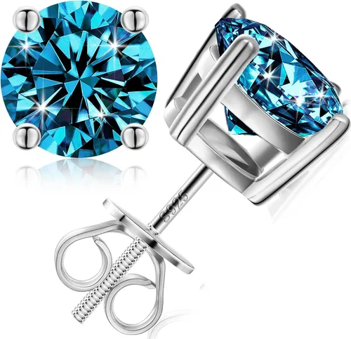 Moissanite Stud Earrings Screw Back 3-10mm 0.2ct-8.0ct 18K White Yellow Rose Gold Plated S925 Sterling Silver Round Cut D Color VVS1 Clarity Lab
