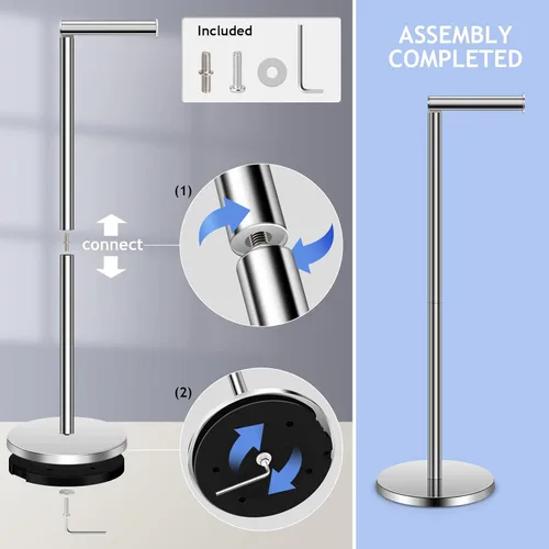 Miniatura 4 de TACGEA Soporte para papel higiénico, soporte para rollo de papel higiénico de baño, acero inoxidable, almacenamiento para 4 rollos de papel Plateado