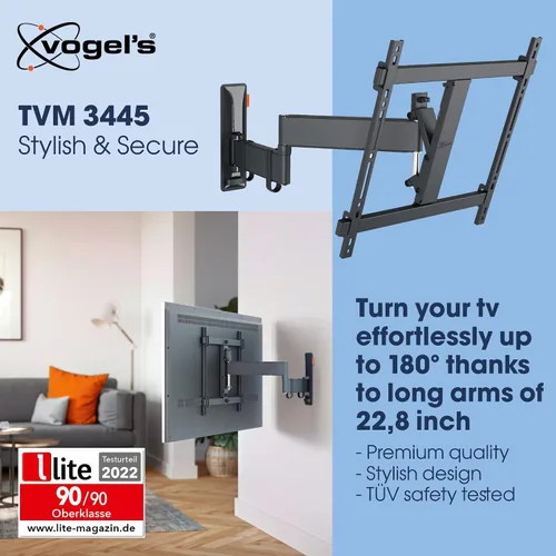 Miniatura 3 de Vogel's TVM 3445 Soporte de pared para TV de movimiento completo para televisores de 32 a 65 pulgadas, máx. 55 libras, giratorio hasta 180º, soporte