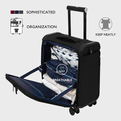 Miniatura 5 de VERAGE Teldo Softside - Maleta extensible con ruedas giratorias, Negro -, Equipaje de transporte Softside