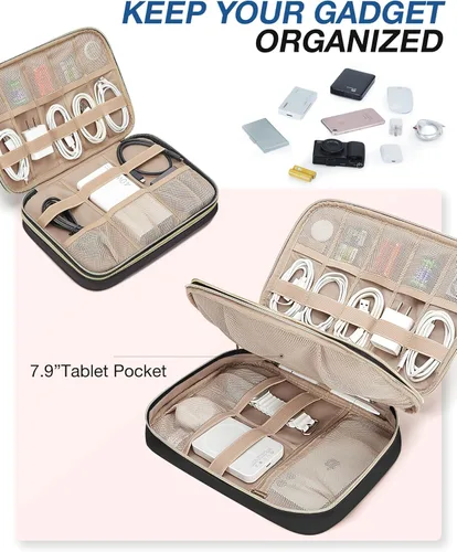 Miniatura 2 de BAGSMART Organizador electrónico de viaje - Bolsa organizadora de cables y tecnología de doble capa para cables de carga, Negro