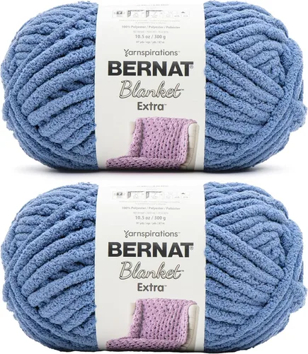 Miniatura 29 de Bernat - Estambre para mantas Extra Negro, 2 paquetes de 300g/10.5 onzas, poliéster, #7, jumbo, tejido de punto/ganchillo