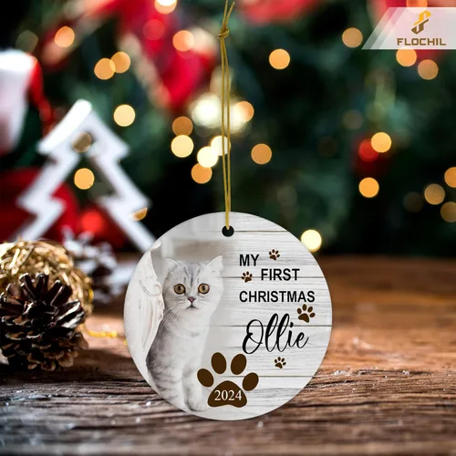Miniatura 5 de FLOCHIL Adornos de Navidad Personalizados para Gatos Adornos de Navidad Personalizados con Foto y Nombre para Árboles de Navidad, Adornos de Navidad