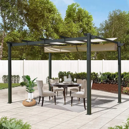 Miniatura 15 de Domi Pergola 10 x 10 pies, pérgolas retráctiles, pérgola con rejilla, pérgolas y cenadores, pérgolas al aire libre, pérgola independiente, toldo