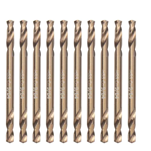 Miniatura 11 de Brocas de cobalto de 1/4 pulgadas (10 unidades), M35 HSSCO de acero de alta velocidad de doble extremo rechoncho para metal endurecido, acero