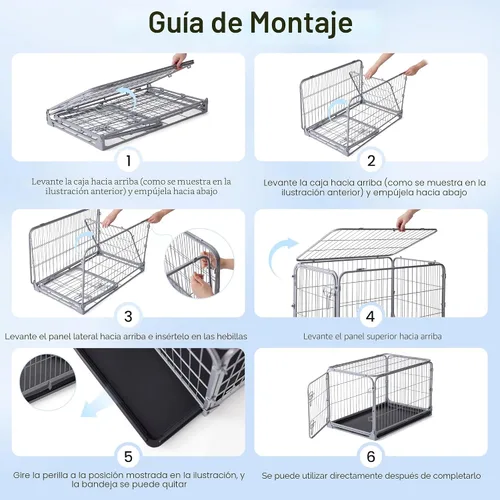 Miniatura 7 de ZOMISIA Jaula plegable para perros medianos, 36 pulgadas, a prueba de escapes, de metal, con doble puerta, fácil montaje, jaula plegable para perros