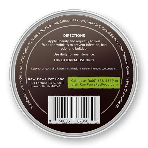 Miniatura 3 de Raw Paws Bálsamo antiarrugas y piel – Tamaño extra – (4 onzas) – Bálsamo antiarrugas seguro para las lamidas para perros, pasta para bulldogs