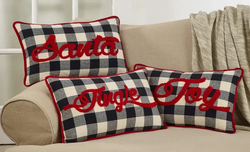 Miniatura 4 de SARO LIFESTYLE DAMA di Natale Collection Buffalo Plaid Joy - Almohada rellena de poliéster, 12 x 20 pulgadas, color negro