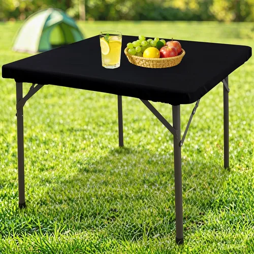 homing Mantel cuadrado ajustable de poliéster impermeable, protector de mesa lavable para picnic, campamento, al aire libre (negro, 34 x 34 pulgadas)