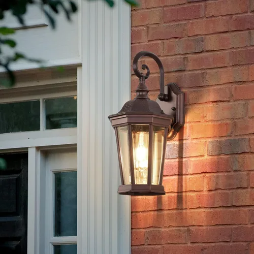 Miniatura 2 de Linterna de Pared Exterior, Accesorios de Luz de Pared al Aire Libre Resistente al Agua, Apliques de Porche de Aluminio Marrón con Enchufes E26