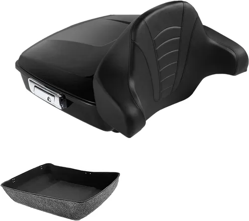 Miniatura 24 de TCMT Caja de maletero de motocicleta cortada de 10.7", respaldo envolvente, soporte de montaje para 2 personas, compatible con Harley 2014-2025 Con