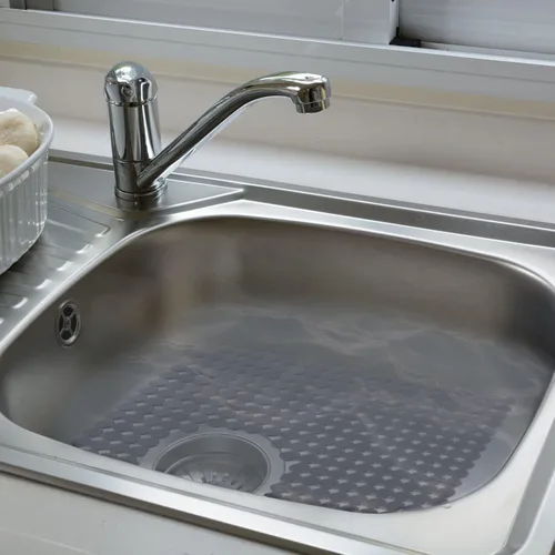 Miniatura 9 de Paquete de 2 alfombrillas para fregadero de cocina de acero inoxidable/cerámica, protectores ecológicos de PVC para la parte inferior del fregadero