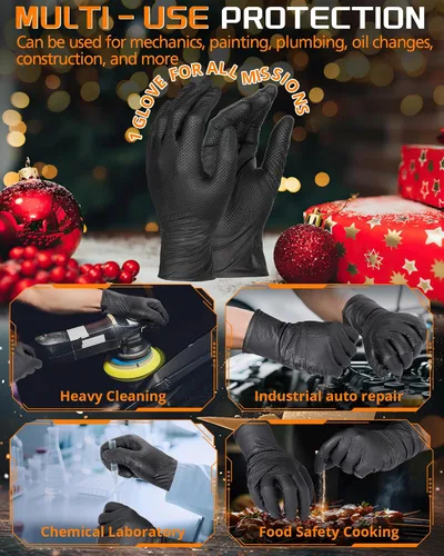 Miniatura 7 de wcy Anboson - Guantes de nitrilo desechables sin látex de 9 mil, color negro, XLarge, 30PCS