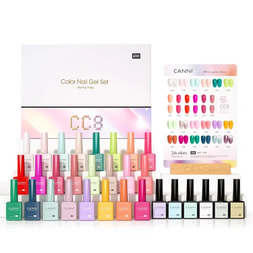 Miniatura 11 de CANNI 30 piezas de 9 ml de kit de esmalte de uñas de gel sin hema, kit de esmalte de uñas de gel de color rojo oscuro, rosa intenso, púrpura