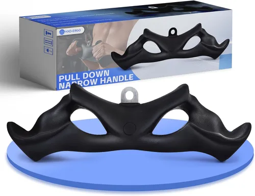 HXD-ERGO LAT - Barra desplegable con agarres ergonómicos, barra de tríceps para bíceps, accesorio de cable para gimnasio, ejercicio muscular,