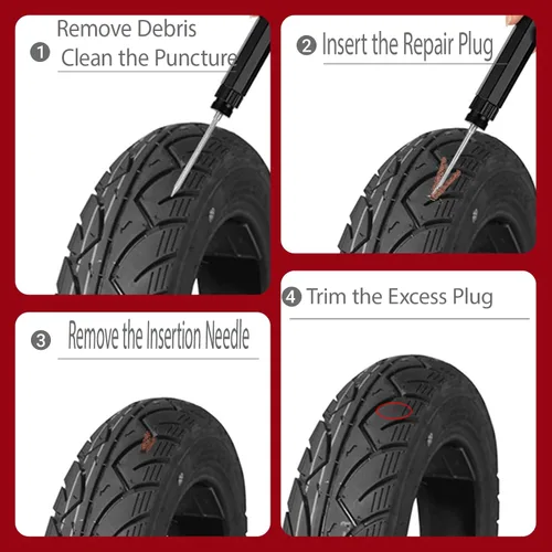 Miniatura 7 de Kit de reparación de neumáticos sin cámara con enchufes, kit de tapones de neumáticos, herramientas portátiles para bicicleta, kit de reparación