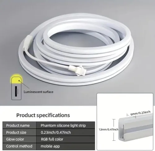 Miniatura 8 de Tira de luces LED de neón USB de 9.8 pies, tira de luces LED RGB IC inteligentes para dormitorio, tira de luz de neón LED de sincronización