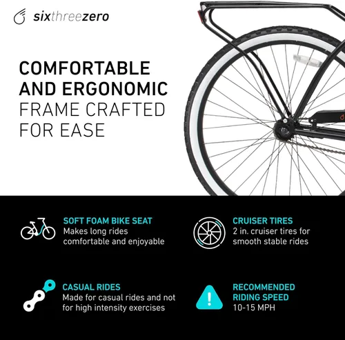 Miniatura 7 de sixthreezero Around The Block - Bicicleta de playa para hombre, bicicleta híbrida con soporte trasero