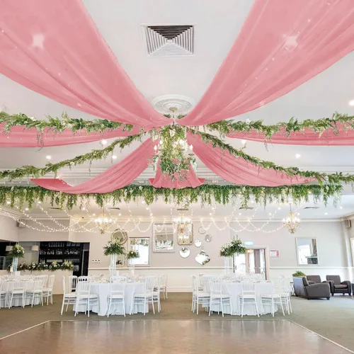 Miniatura 13 de Cortinas de techo verdes para cortinas de boda para techo, tela drapeada, 2 paneles de 5 x 20 pies, cortinas de tela para cortinas de arco de boda