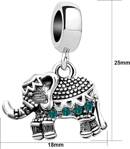 Miniatura 2 de Dijes de cuentas de elefante para pulseras para mujeres, cuentas de cristal con piedra natal de animales