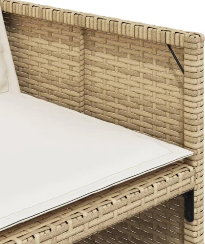 Miniatura 8 de 9 Piece Patio Dining Set with Cream Cushions Beige Poly Rattan Table and 8 Foldable Chairs for Backyard Garden Dining Beige/Wood/9 Piece