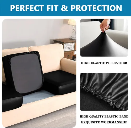 Miniatura 5 de Fundas de cojín de piel sintética para sofá, fundas de asiento de sofá, fundas de asiento de caravana impermeables con parte inferior elástica
