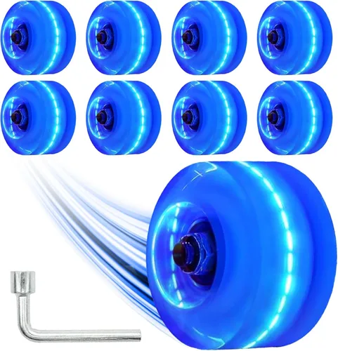 Miniatura 11 de Paquete de 8 ruedas de patinaje iluminado, ruedas LED de dureza 78A con rodamientos ABEC-9 de primera calidad, accesorios iluminadores para patines