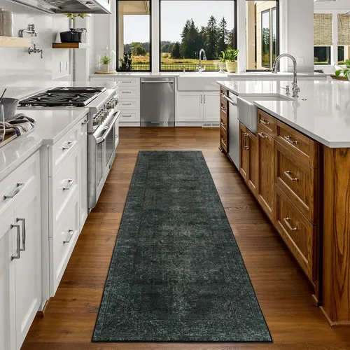 Miniatura 35 de DECOMALL Alfombra lavable de 2 pies 6 x 9 pies, alfombra para pasillo con respaldo de goma, antideslizante para cocina Rojo rosa