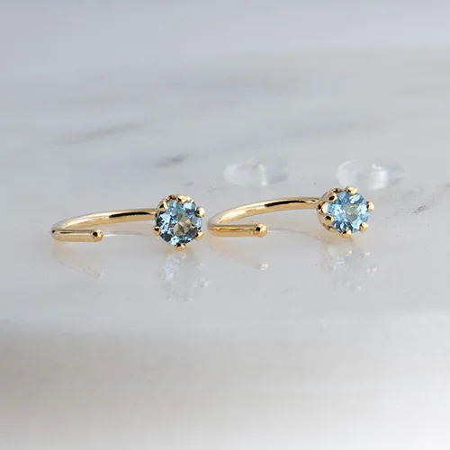 Miniatura 38 de Half Huggie Birthstone Gold Hoop Earrings for Women Tiny Cartilage Stud Piercing Earring Hypoallergenic Earring Screw Back Dainty Hug