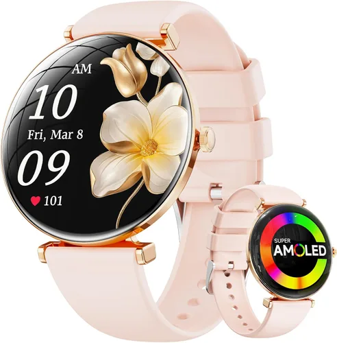 Miniatura 9 de Hwagol - Relojes inteligentes para mujer con Android iPhone compatible con iPhone [llamadas/cuerpo delgado de metal], pantalla AMOLED microesférica