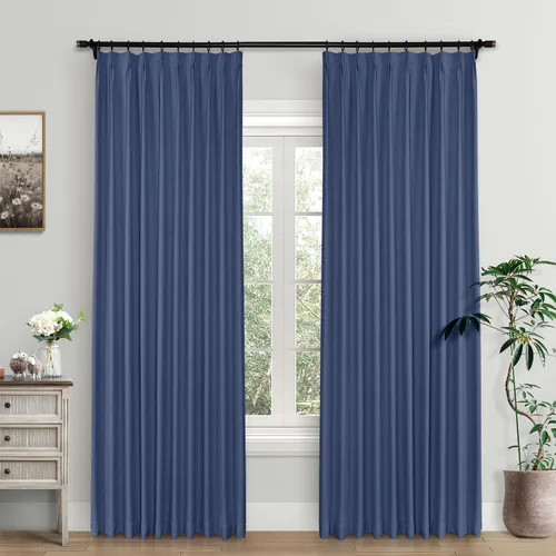 Miniatura 14 de Macochico Cortinas opacas de lino plisadas para oscurecer la habitación, panel con aislamiento térmico para dormitorio, sala de estar, sala