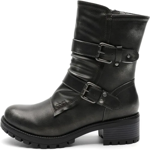 Miniatura 7 de GLOBALWIN Botas militares con cordones a media pantorrilla, para motocicleta, para festivales de moda, para mujer